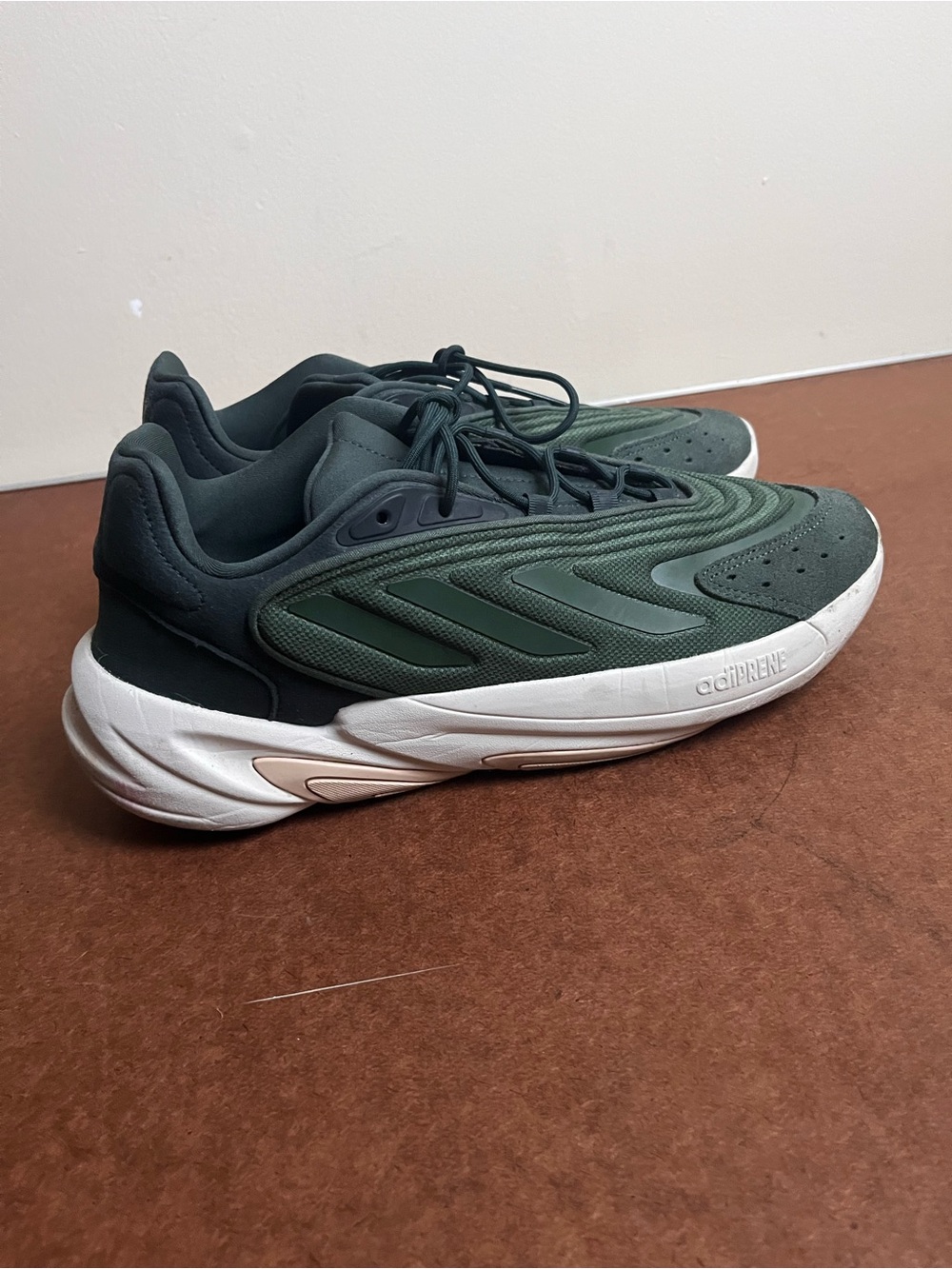 Adidas Men's Dark Green Athletic Sneakers with White Midsole & Adiprene